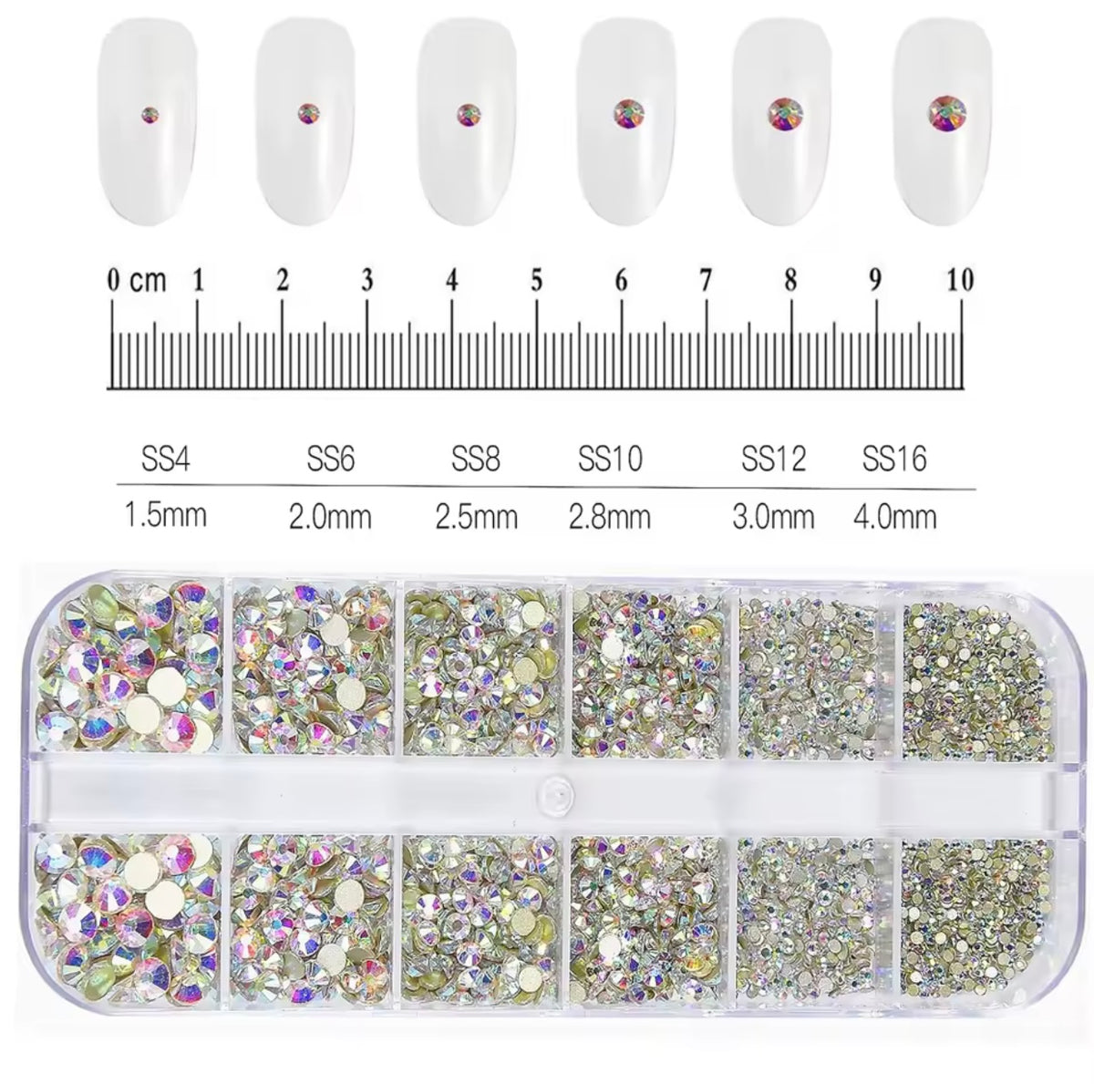 Crystal AB nail rhinestone set